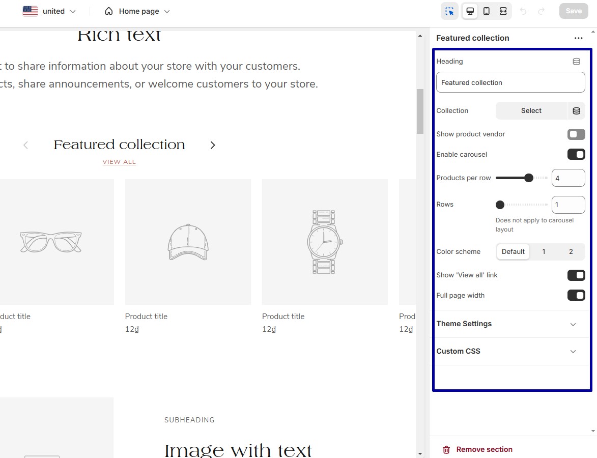 Edit the number products displayed, grid arrangements, and layout 